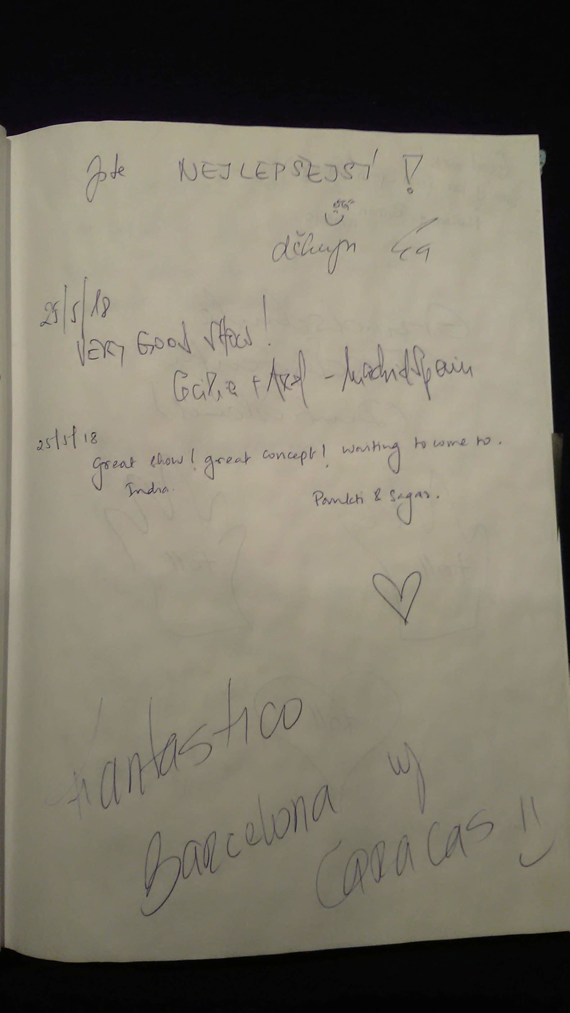 Black light theatre guestbook